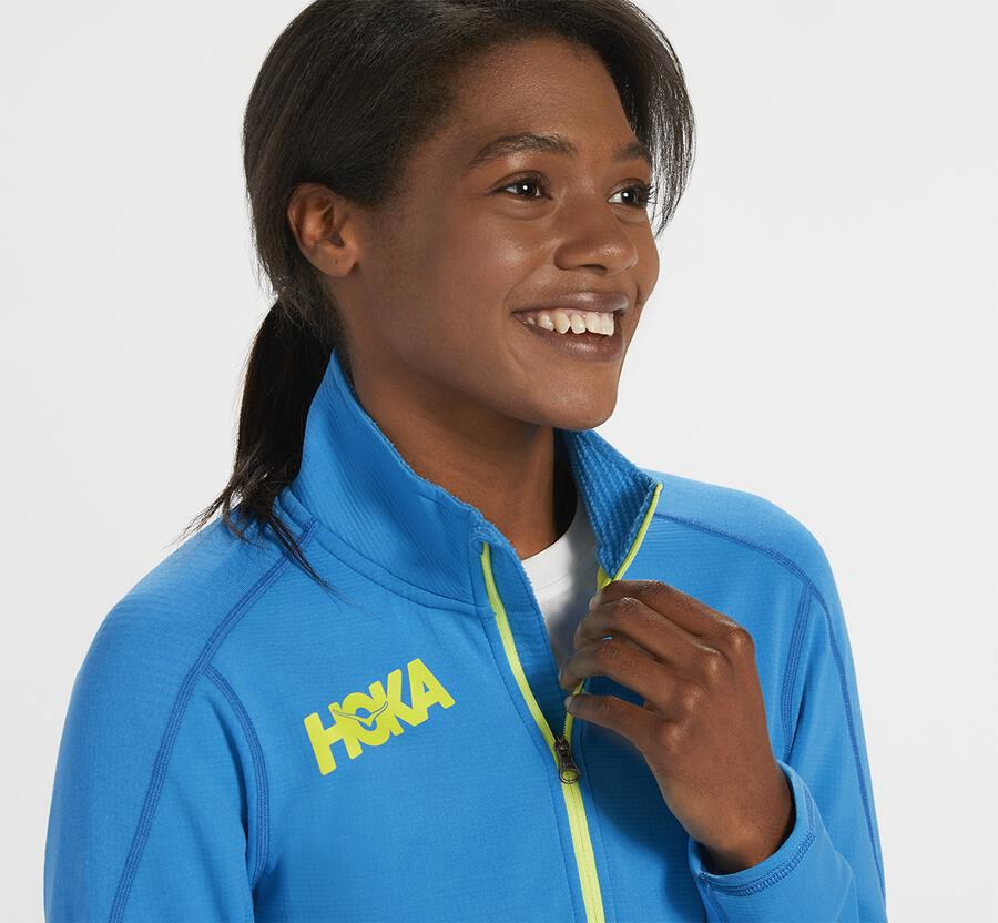 Hoka Australia One One 1/2 Zip Midlayer - Womens Tops Blue - QRSYW-2801